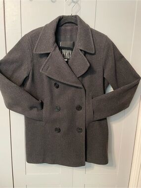 Perceptions Women's Double-Breasted Pea Coat in Charcoal Gray
